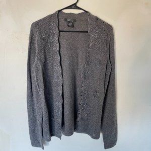 Bloomingdales 100% Women's Cashmere Grey Cardigan - Size Medium